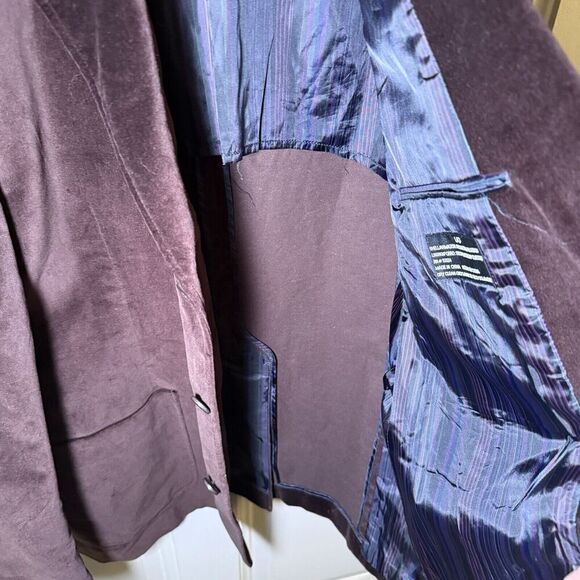 J Ferrar SZ L Mens Cotton Velvet Blazer Sport Coat Jacket Holiday Party Evening - Picture 10 of 13